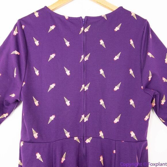 Unique Vintage Gwynnie Bee Purple Ice Cream Cone Fit And Flare Dress, 0XL - Picture 8 of 16